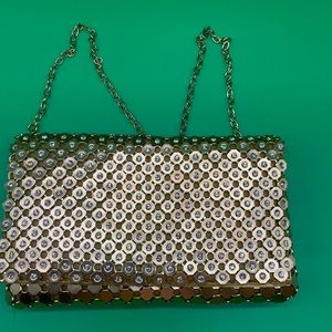 Gold purse + hold cross body strap